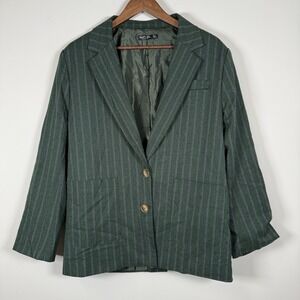 Women's Nasty Gal Green Pinstripe Blazer Size 8 Career
